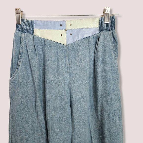 Vintage saint germain paris sz Small pants Womens Jeans Leather Patch Trousers‎ - Picture 5 of 11